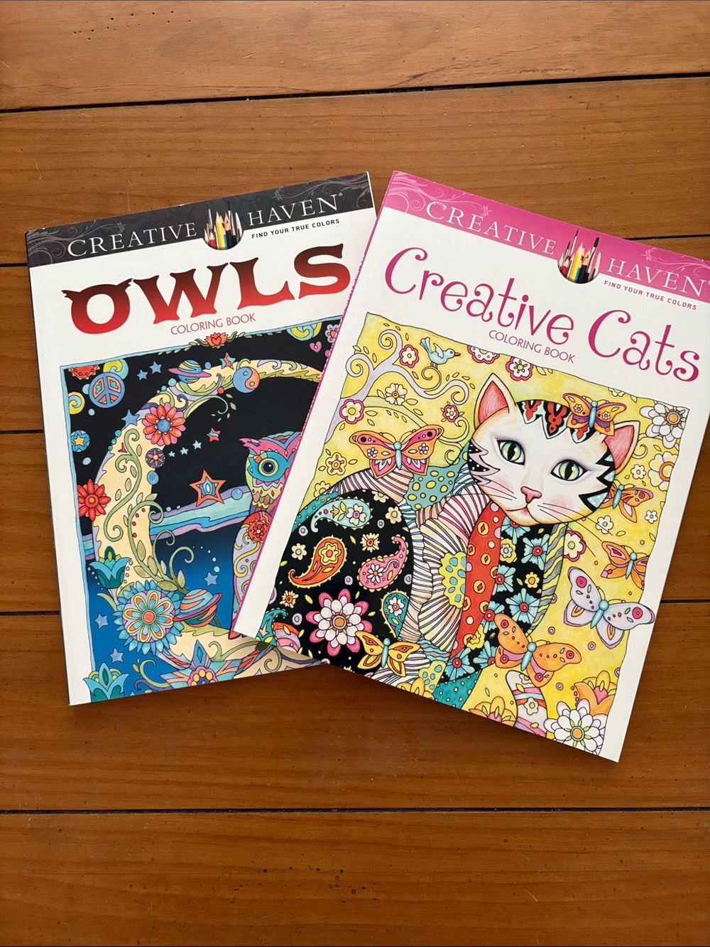 Creative Haven Coloring Books - Owls & Creative Cats - Multicolor
